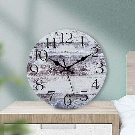 Wall Clock, 10 Inch Wooden Wall Clocks Battery Operated Silent Non Ticking, Country Rustic Clocks Farmhous Wall Decor for Bathroom, Living Room, Home, Bedrooms, Kitchen