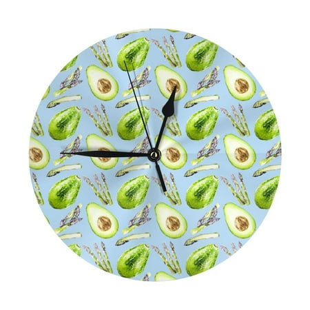 Wall Clock, Asparagus avocado Wall Clocks Battery Operated Silent Kitchen Office Wall Clock Decorative, Wall Clock for Living Room School Classroom Bedroom Home Decor