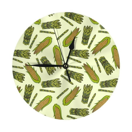 Wall Clock, Asparagus Pattern corn Wall Clocks Battery Operated Silent Kitchen Office Wall Clock Decorative, Wall Clock for Living Room School Classroom Bedroom Home Decor