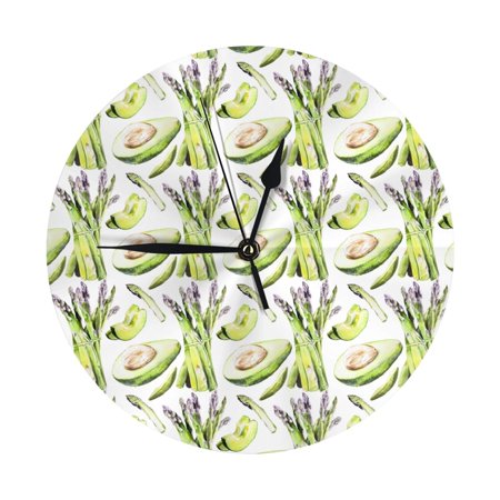 Wall Clock, avocado Asparagus Wall Clocks Battery Operated Silent Kitchen Office Wall Clock Decorative, Wall Clock for Living Room School Classroom Bedroom Home Decor