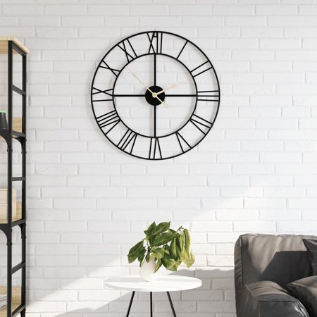 Wall clock black Ø50 cm iron