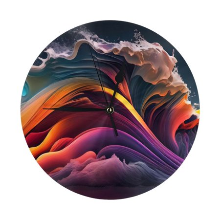 Wall Clock, Colorful Abstract Wave Motion Wall Clocks Battery Operated Silent Kitchen Office Wall Clock Decorative, Wall Clock for Living Room School Classroom Bedroom Home Decor