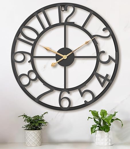 Wall Clock Large for Living Room Decor,18 Inch Decorative Silent Non Ticking Battery Operated Analog Metal Wall Clocks for Kitchen,Bedroom,Office,Dinng Room