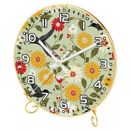 Wall Clocks Battery Operated Modern Clocks Round Silent Clock 9.4 in Japanese Whale Flower Leaves Retro