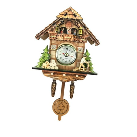 Wall Cuckoo Clocks Wooden Cuckoo Clock with Pendulum, Music Alarming, Home Decor C