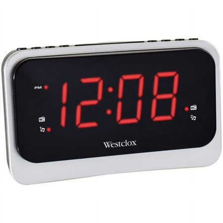 Westclox 1.4-inch Red Led Clock Radio With Nature Sounds And 1 Amp USB Charging Port- Model# 80231NS