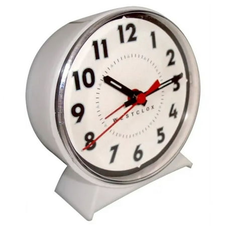 Westclox 15550 Alarm Clock, Plastic Case, White Case, Each