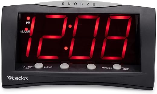 Westclox 66705 Large LED Alarm Clock, Red Display