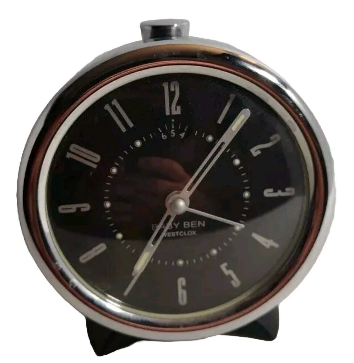 Westclox Baby Ben Mechanical Wind Up Alarm Clock Black Silver Tested Works