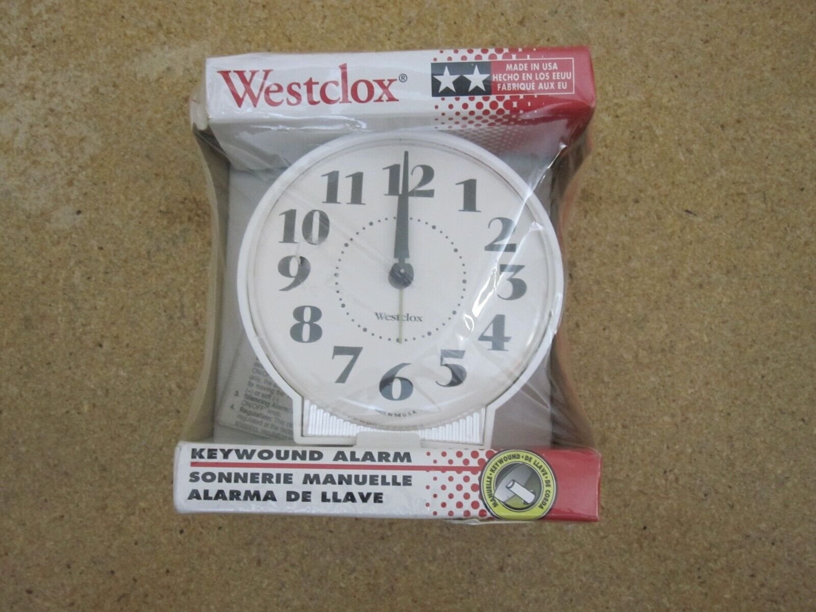 Westclox Keywound Alarm Clock 15033 White USA NEW