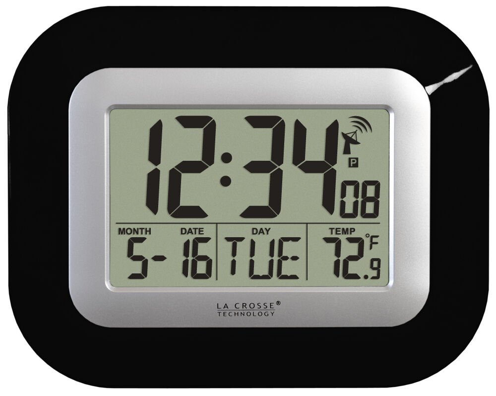 WT-8005U-B La Crosse Technology Atomic Digital Wall Clock Indoor Temp- Open Box