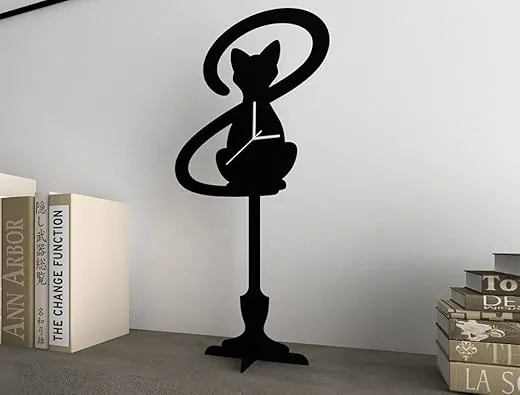 Cat With Big Tail - Silhouette Table Clock