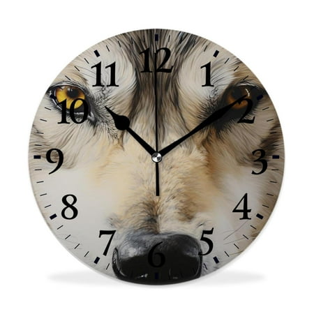 XNSJVGB Silent Non Ticking 16 inch Round Wall Clocks,Wolf creative,Winter Birds Drawing,Decorative Clocks for Living Room Kitchen Bedroom