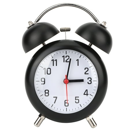 XUWSSF Mechanical Clock, 3.5in Mute Metal Alarm Clock with Night Light Manual Wind Up Double Twin Bell Clock