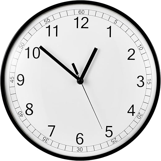 Zgrmbo 12” Atomic Analog Wall Clock Battery Operated - Large Wall Clocks with Auto Set & DST, Silent Non Ticking, Simple Setup, Easy to Read Home/Classroom/Office for Any Decor(Black)