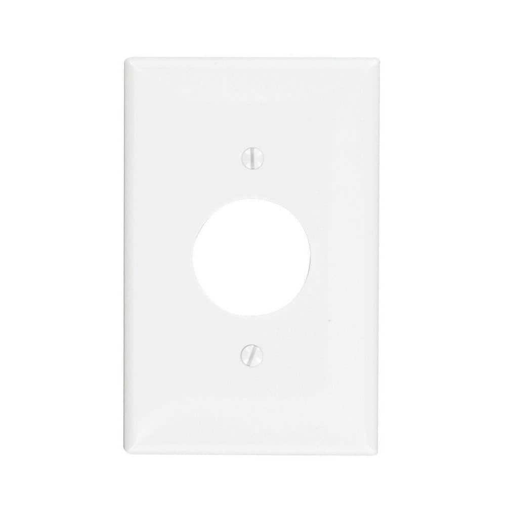 1-Gang White 1.406 in. Hole Single Outlet/Receptacle Nylon Midway/Midsize Wall Plate (1-Pack)...