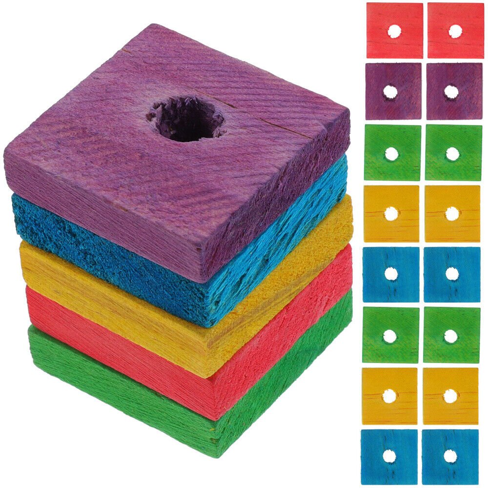 100 Pcs Ecletus Toy Blocks DIY Wood Chips Parrot Chewing Toys