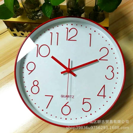 12-Inch Clock Wall Clock Factory Wholesale Quartz Clock Modern Simple Plastic Living Room Digital Clock