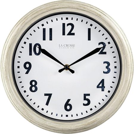 12 Analog Wall Clock - Antique White Finish - INT