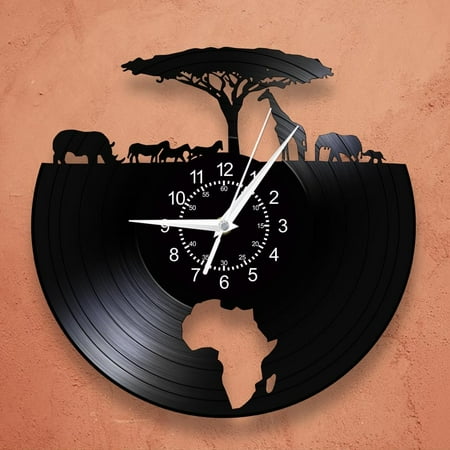 12 Inch African Elephant Wall Clock, Wildlife Animal Wall Clock Vintage Decorative Silent Non Ticking Quartz Battery Operated Wall Watch Clock For Living Room Bedroom Kitchen Farmhouse