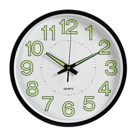 12 Inches/30cm Night Wall Clock Round Hanging Luminous Home Decor Clocks Digital Household Kid's Room Battery Operated