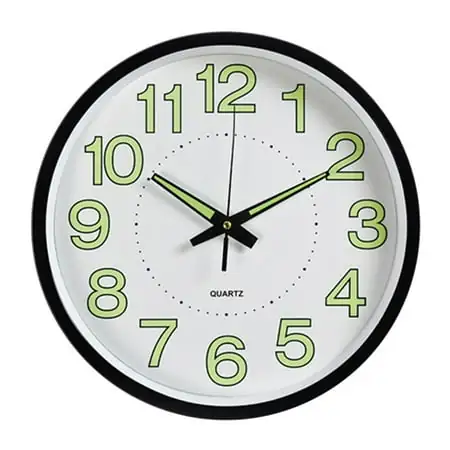 12 Inches/30cm Night Wall Clock Round Hanging Luminous Home Decor Clocks Digital Household Kid's Room Battery Operated