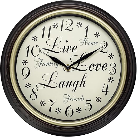 12 Inch Live Laugh Love Quality Quartz Battery Operated Easy to Read Home/Office/Kitchen/Classroom/School Clock Class 13910 0