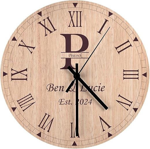 12 Inch Personalized Wedding Anniversary Date Monogram Wall Clock, Custom Gift for Wedding/Birthday/Anniversary,Non Ticking Silent Round Clock Decoration for Kitchen Bathroom