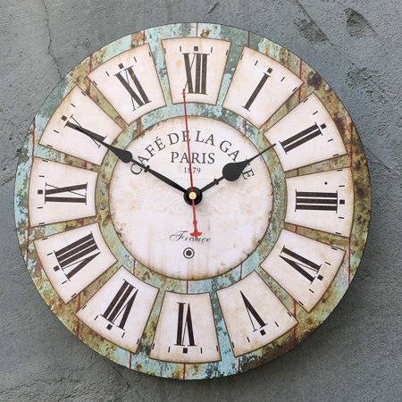 12 Inch Rustic Distressed Wall Clock Retro Wood Decorative Clocks Slient No Ticking,for Living Room Farmhouse，Bedroom, Office ,Living Room, Kitchen Deco