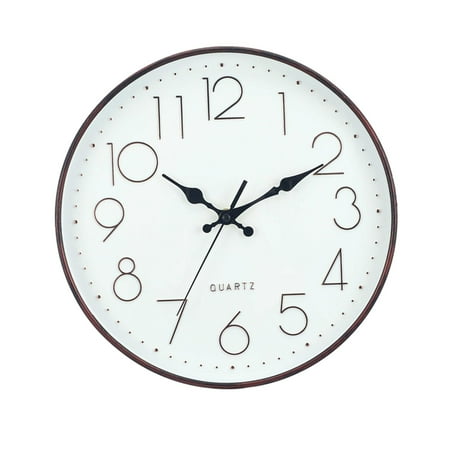 12inch Silent Sweep Second Movement Wall Clock Non-Ticking Classic Digital Clock Battery Operated Round Living