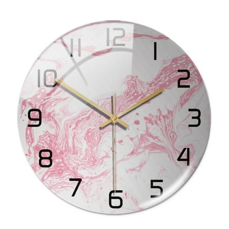 12 Inch Tempered Glass Wall Clock Marble Texture Silent Non-Ticking Battery Operated Modern Wall Clock for Home/Office Decor