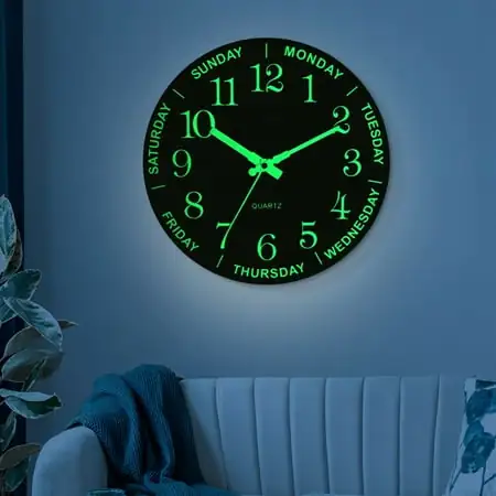 12 Large Luminous Wall Clocks Glow In The Dark Silent Digital Clock Home Decor