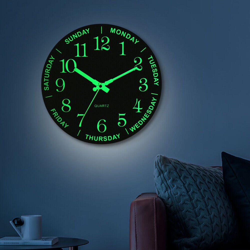 12" Luminous Wall Clock Modern Design Watch Digital Large Big 3D Home Decor US