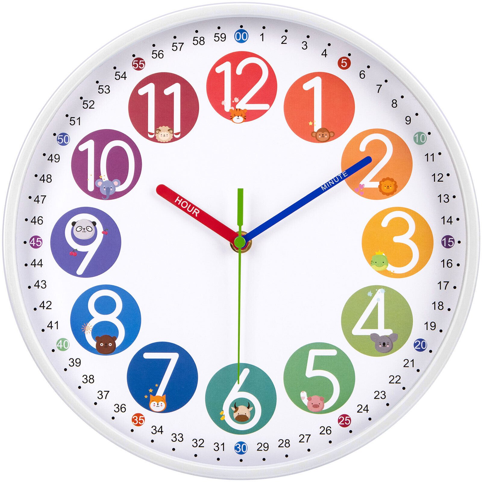 12" Wall Clock Large Silent Battery Operated Learning Analog Clock Bedroom