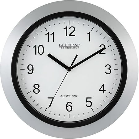 12 WWVB Wall Clock - Silver Frame, Black Rim - Internet Packaging