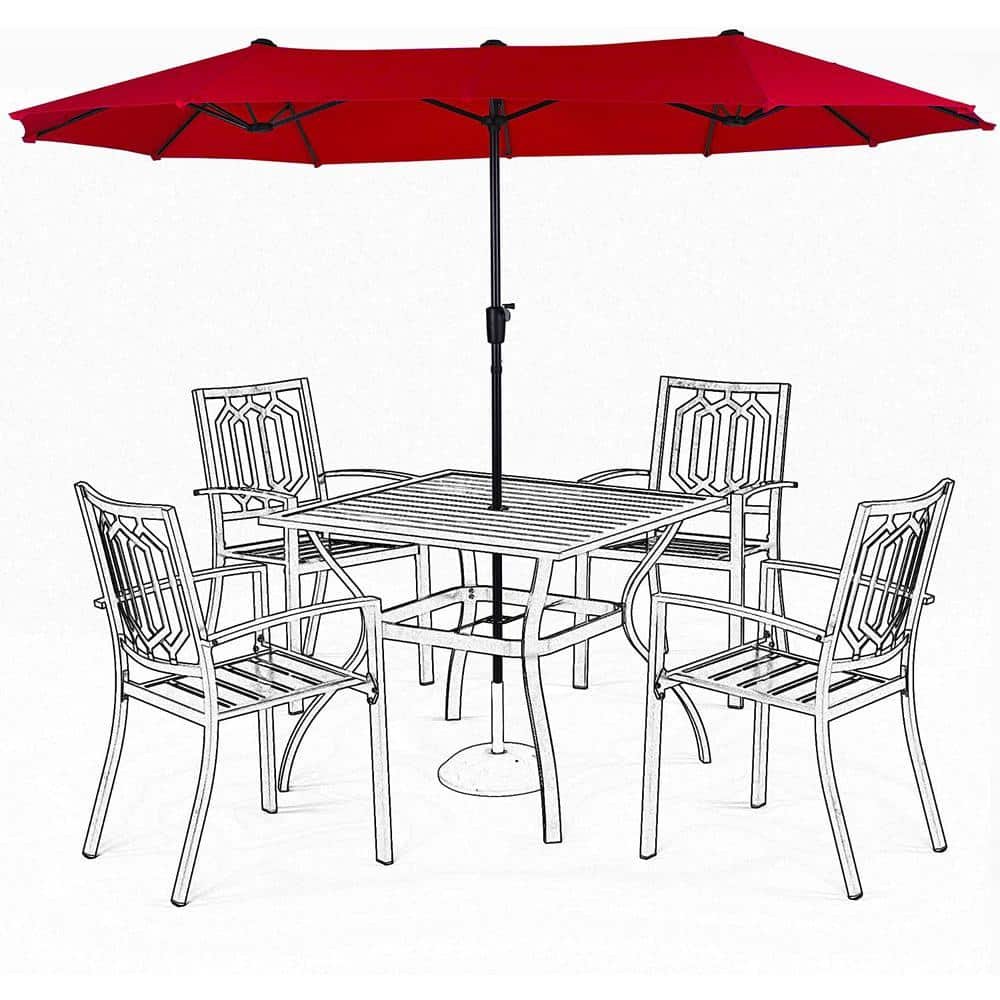 13 ft. Outdoor Market Double Sided Double Patio Umbrella with Crank Strong...