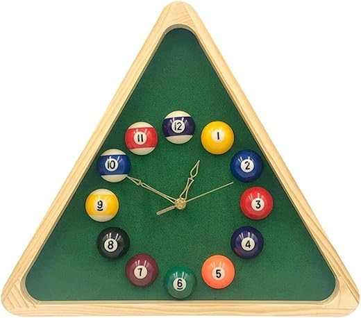 13 Inch Billiard Quartz Clock with Solid Wood Frame Creative Wall Clock for Living Room,Bedroom