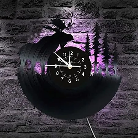 13 Inch Elk Moose Wall Clock,with Or Without LED Backlight Can Choose