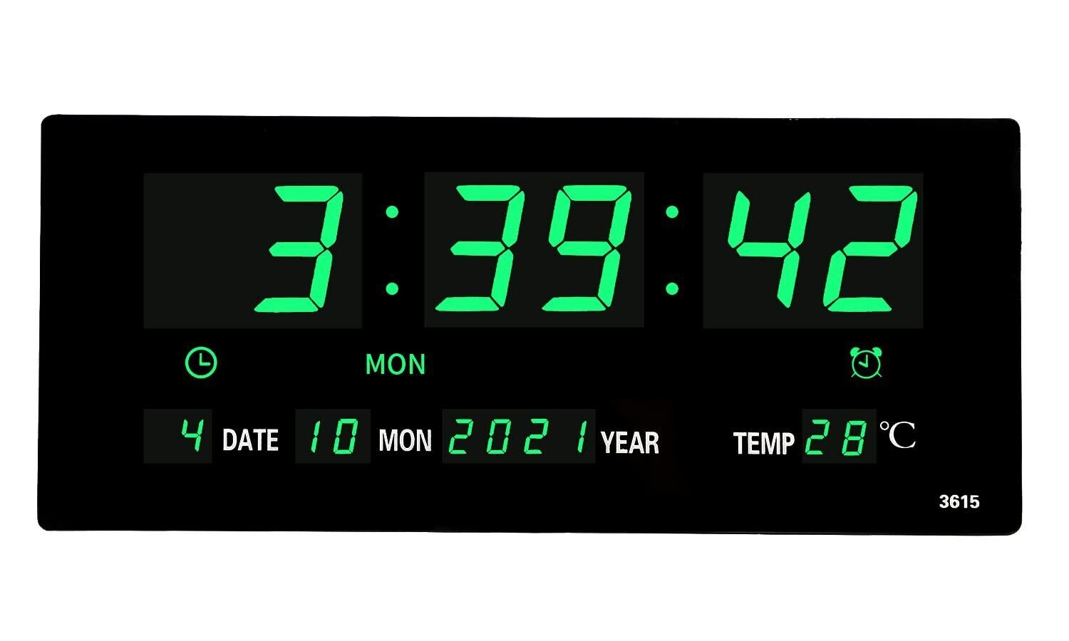 14.1 Inch Oversized LED Digital Wall Clock with Indoor Temperature, Seconds, ...