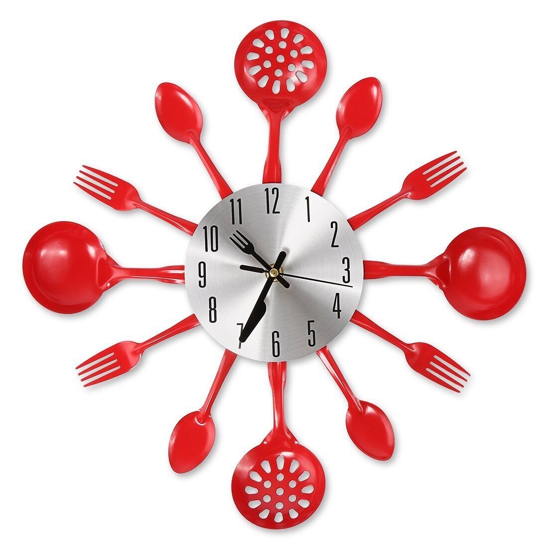 14 Inch Cutlery Kitchen Wall Clocks with Fork and Spoon Dial, Silent Clock Mo...