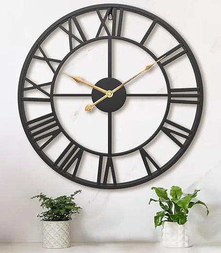 14 Inch Large Wall Clocks for Living Room Decor,Big Silent Battery Operated Metal Wall Clock,Rustic Modern Farmhouse Roman Numerals Wall Clock for Kitchen,Office,Bedroom,Dinng Room