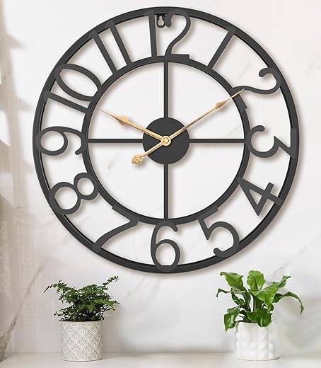 14 Inch Large Wall Clocks for Living Room Decor,Big Silent Battery Operated Metal Wall Clock,Rustic Modern FarmhouseArabic Numerals Wall Clock for Kitchen,Office,Bedroom,Dinng Room