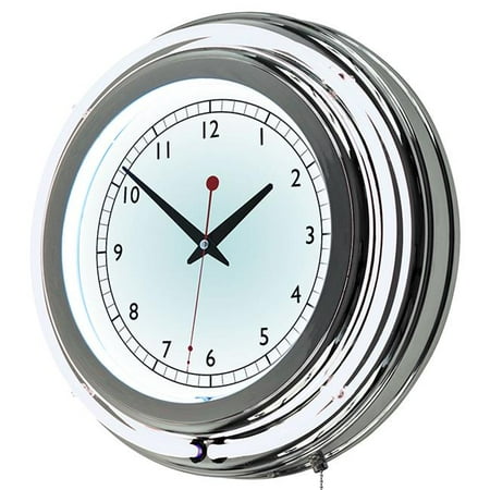 14 in. Double Ring Neon Clock, Inner & Outer Ring - White