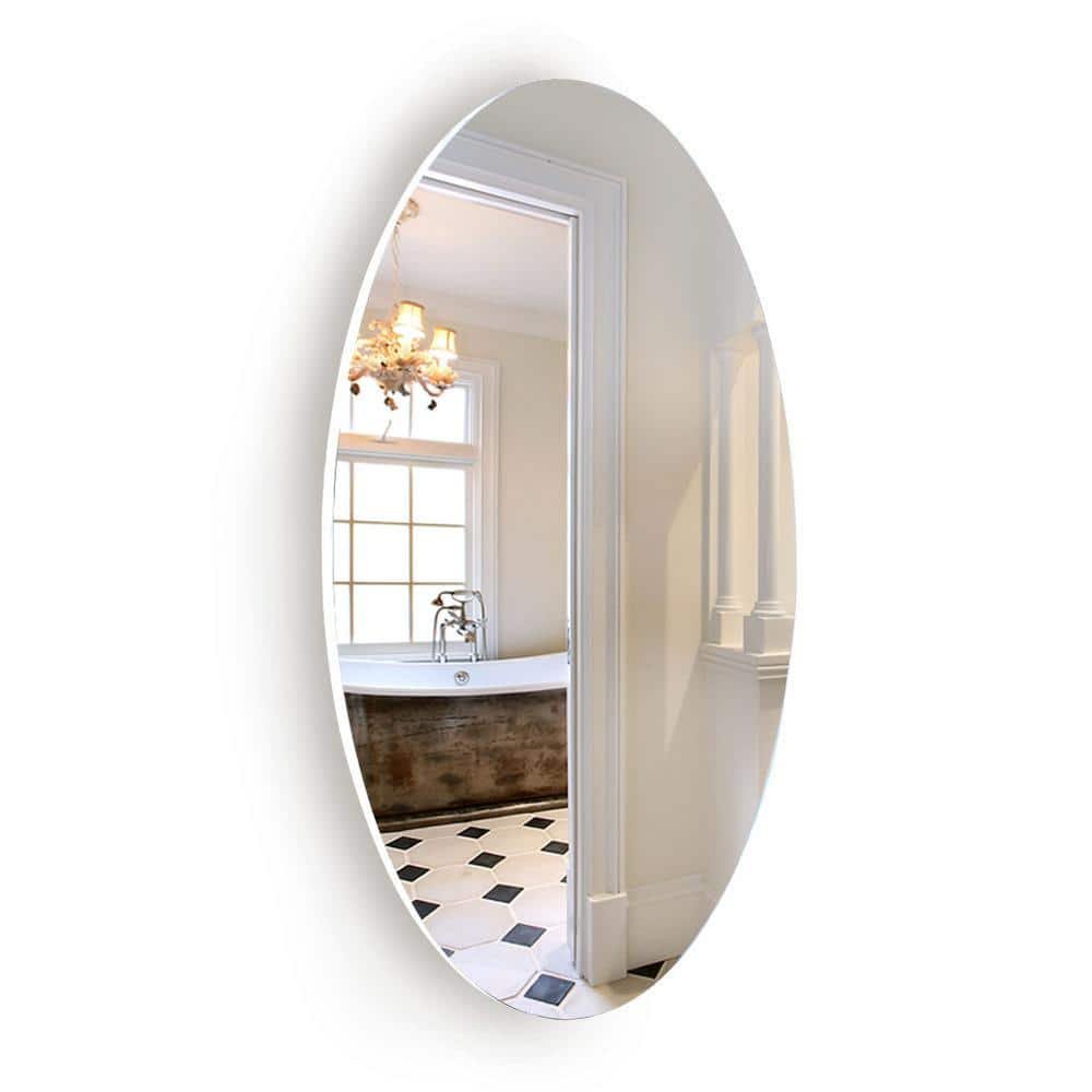 14 in. W x 25 in. H Oval Frameless Wall Bathroom Vanity...