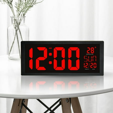 14 Large Digital Wall Clock with Jumbo Big LED Number Display, Temperature