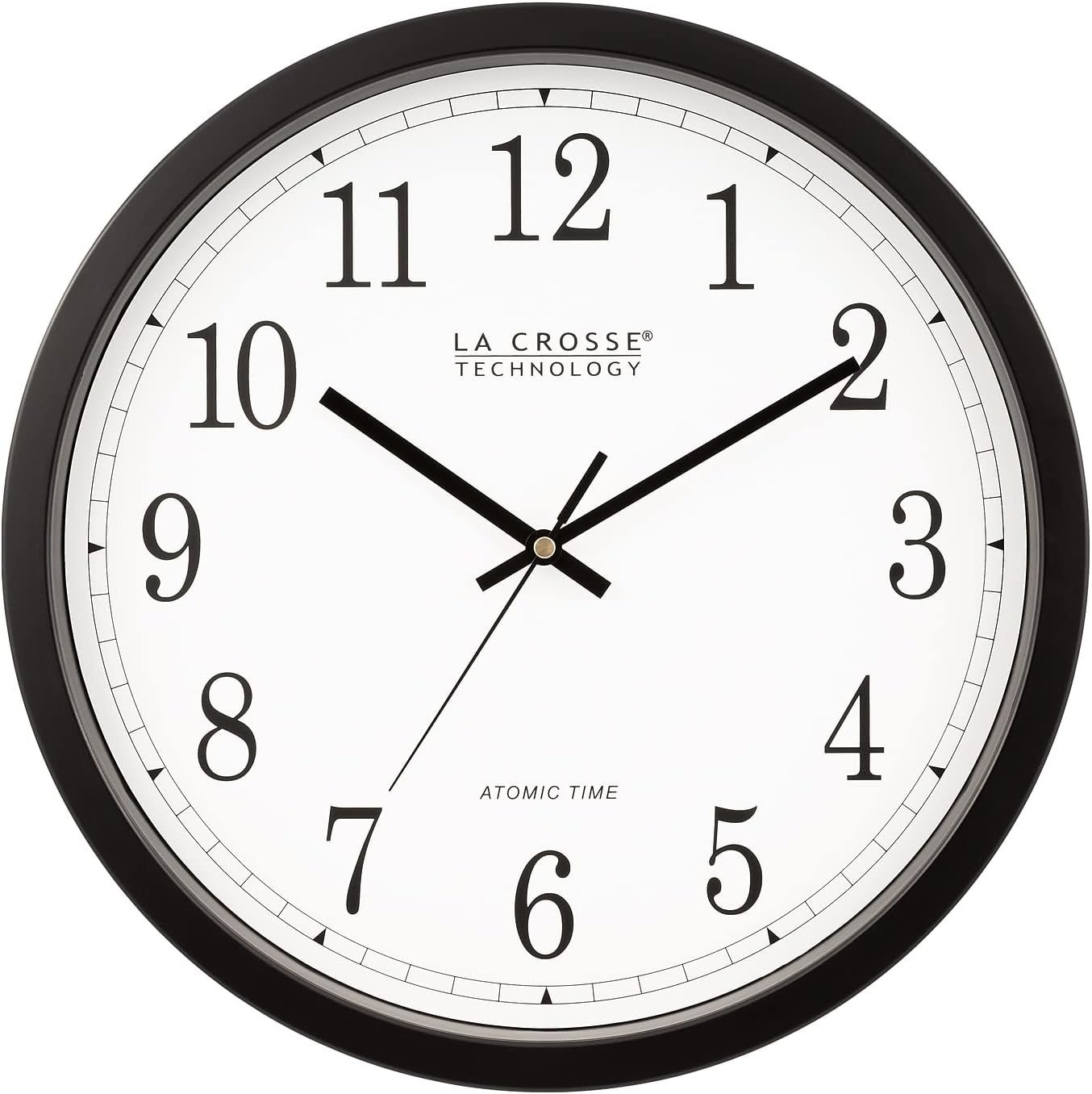 14" Wall Clock Large Display Automatically Sets Daylight Savings Atomic Blk NEW