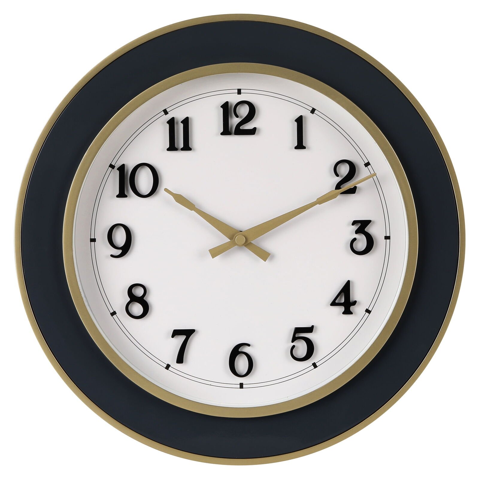 15.5" Round Indoor Modern Grey and Gold Analog Wall Clock with Arabic Numbers