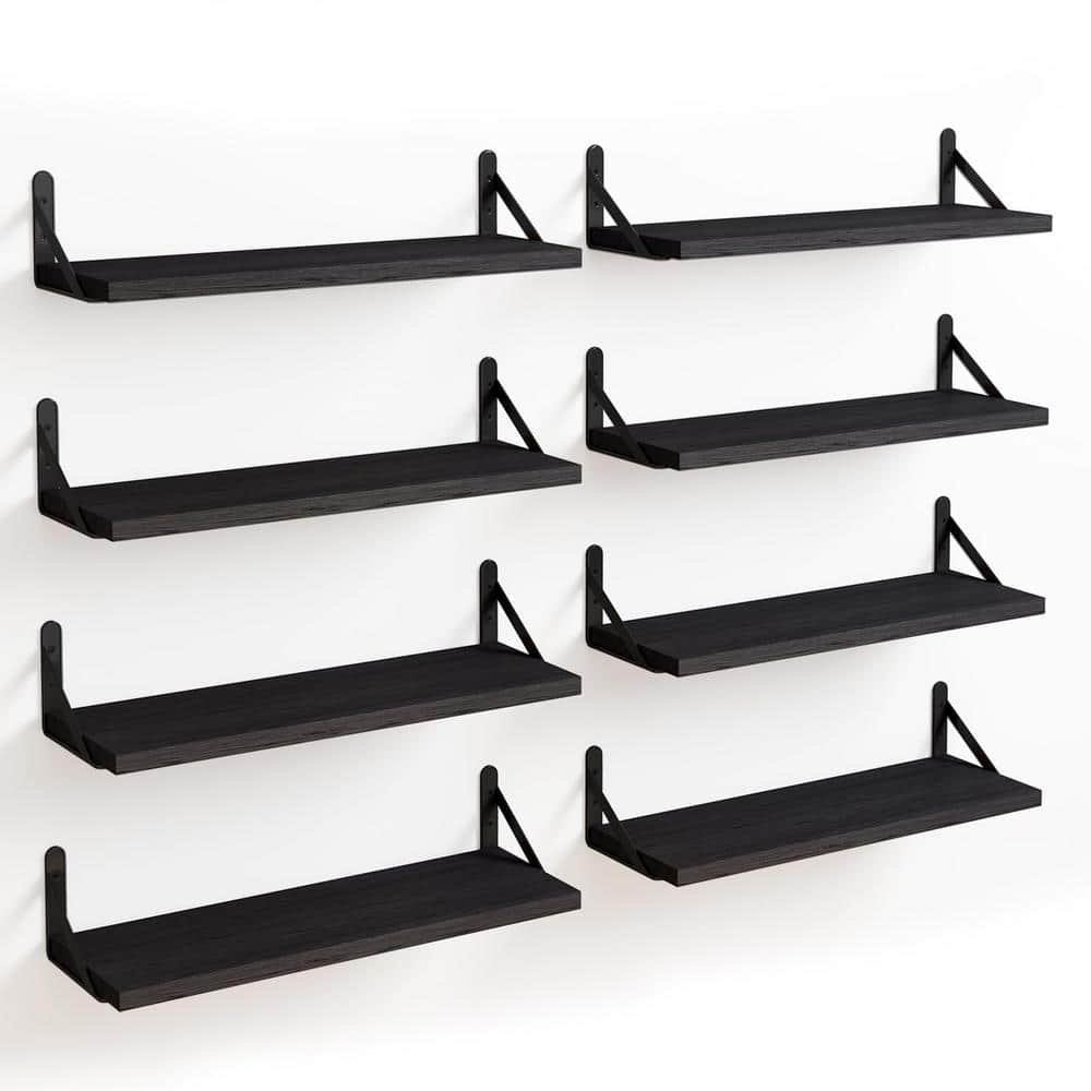 15.7 in. W x 4.7 in. D Black Rustic Decorative Wall Shelf...