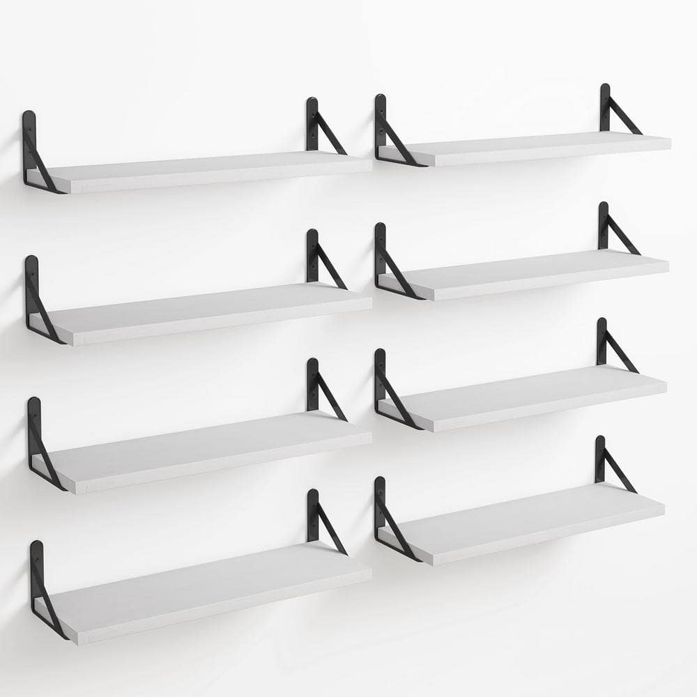 15.7 in. W x 4.7 in. D White Rustic Decorative Wall Shelf...