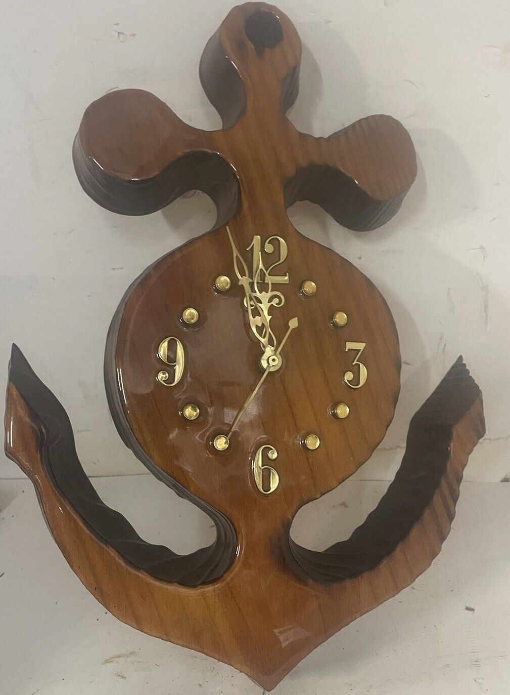 15" Solid Wooden Nautical Anchor Clock